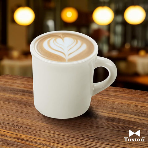 TRE-038 Tuxton Reno/Nevada 9 Oz. Eggshell Wide Rim Rolled Edge China Coffee Mug-Tuxton China