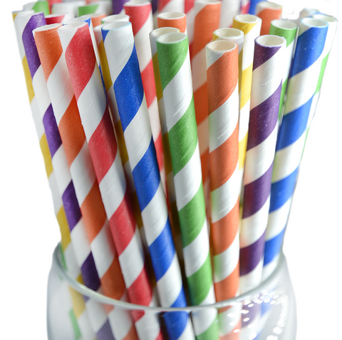 MRMSPS-W Roc Paper Straws, Striped Wrapped Paper Straws