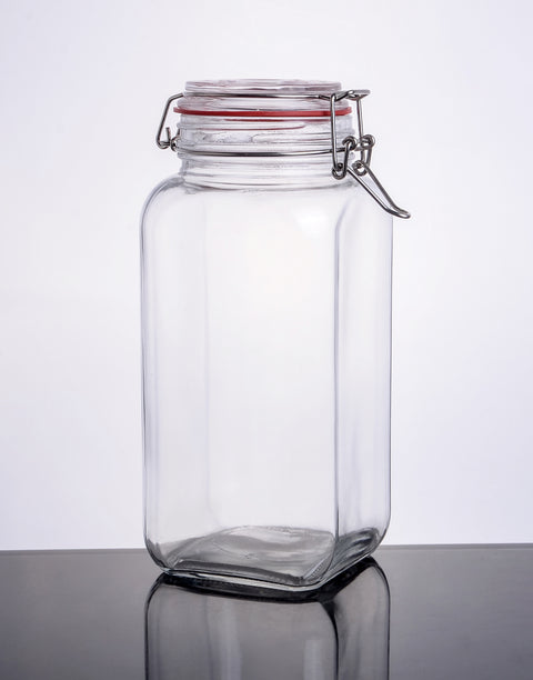 CW-42500F Enhanced 90 Oz. Glass Storage Jar with Lock Seal - EA
