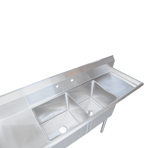 E-S2C181814-18LR-316 Enhanced 18"D x 18"W Sink, 3 Tubs with Right/Left Drainboards