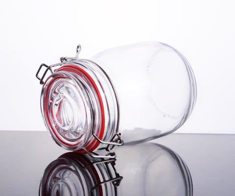 CW-10800F Enhanced 28 Oz. Glass Storage Jar with Lock Seal - EA