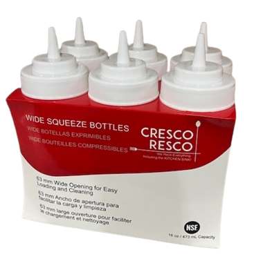 ESBW-16oz Cresco Resco Squeeze Bottle, 16oz, Wide Mouth, 6-PK