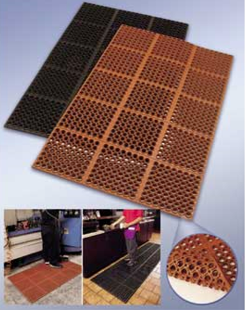 3525-C1 Cactus VIP TuffDek 3' x 5' Black Heavy-Duty Grease-Resistant Rubber Anti-Fatigue Floor Mat