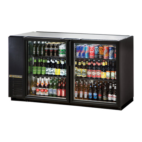 TBB-24GAL-60G-HC-LD True 60" Black 2-Section Back Bar Refrigerator w/ Glass Doors