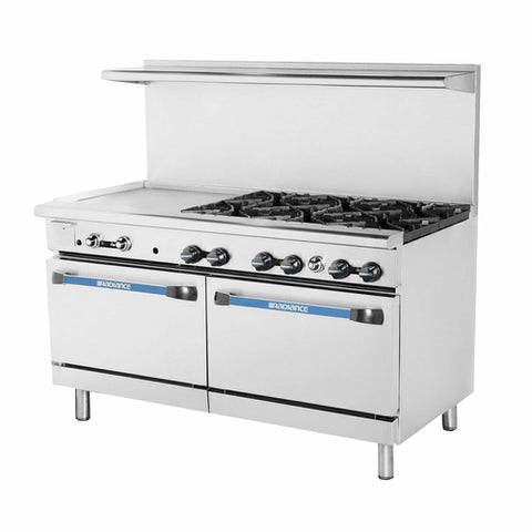 TARG-24G6B Turbo Air 60" 6-Burner Gas Range & Griddle Top w/ (2) Ovens