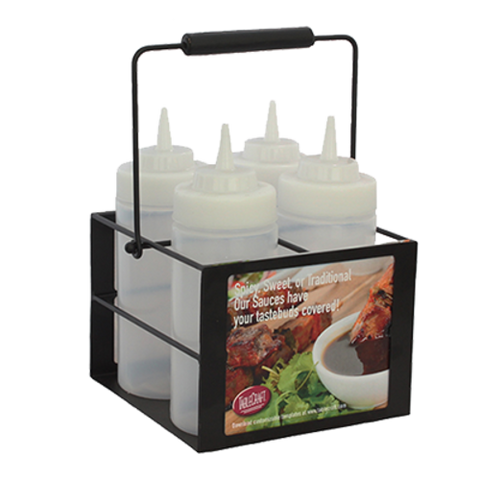 SBC4 Tablecraft 4-Compartment Squeeze Bottle Caddy w/ Black Powder Finish