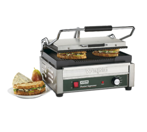 WPG250 Waring 14-1/2" x 11" Grooved Top & Bottom Panini Sandwich Grill