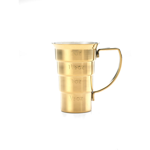 M37108GD Mercer Culinary Stepped Jigger w/Handle, Gold Plated, 2 oz.