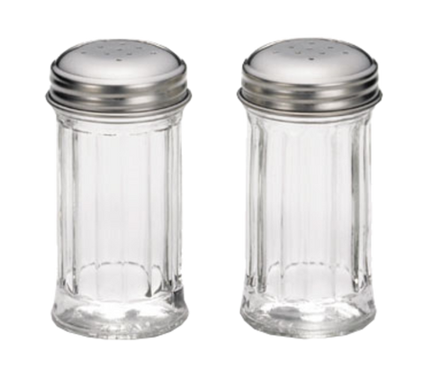 657 Tablecraft 2 Oz. Fluted Glass Salt & Pepper Shaker w/ Stainless Steel Top