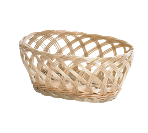 1136W Tablecraft 9 1/4" x 7" x 3 1/4" Beige Oval Rattan Basket