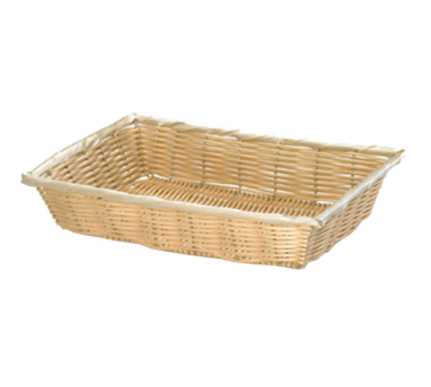 1189W Tablecraft 16-3/8" x 11-3/8" x 3" Beige Rectangular Rattan Basket