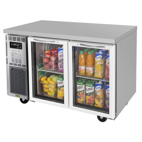 JUR-48-G-N Turbo Air 2-Section Underounter Glass Door Refrigerator