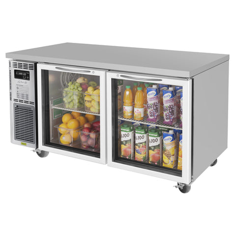 JUR-60-G-N Turbo Air 60" 2 Door Glass Undercounter Refrigerator