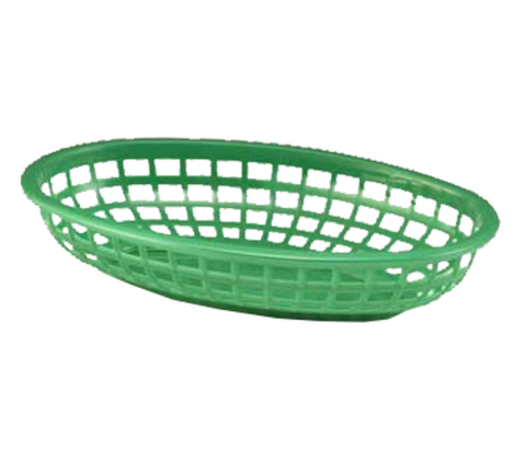 1074G Tablecraft 9-3/8" x 6" x 1-7/8" Green Oval Classic Basket