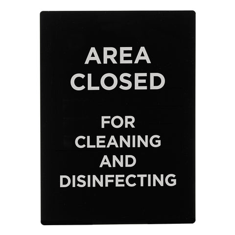 SGN-807 Winco Informational Sign, 8-1/2" x 11-1/2"H, "Area Closed For Cleaning and Disinfecting"- Each