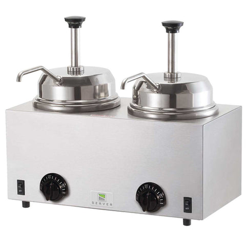 81230 Server Products Twin Fudge Server w/ Pumps For Use w/ 3 Qt. Jar Or #10 Can