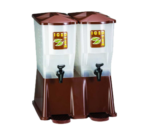 TW54DP Tablecraft Brown 3 Gallon Double Slimline Beverage/Juice Dispenser