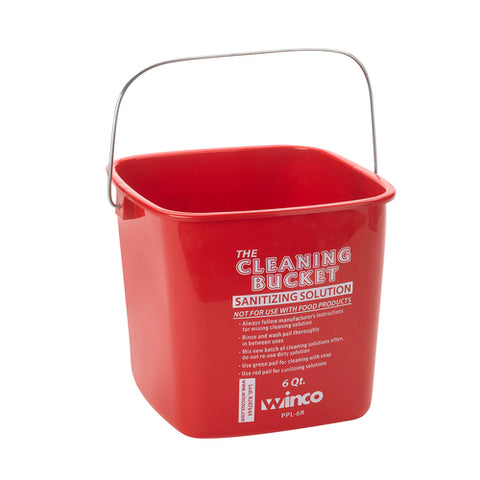 PPL-6R Winco 6 Qt. Red Cleaning Bucket