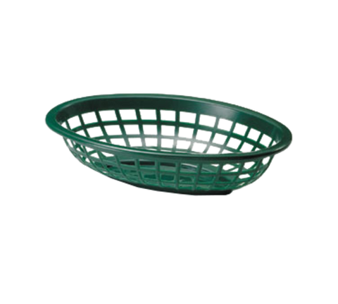 1071G Tablecraft 8" x 5-3/8" x 2" Green Oval Side Order Basket