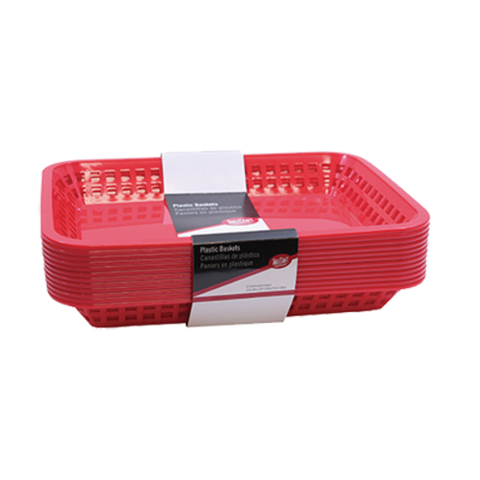 C1079R Tablecraft 11-3/4" x 8-1/2" x 1-1/2" Red Rectangular Más Grande Basket