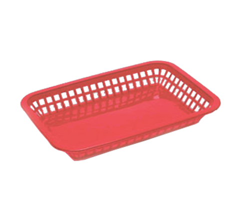 1077R Tablecraft 10-3/4" x 7-3/4" x 1-1/2" Red Rectangular Grande Platter Basket