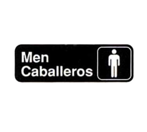 394566 Tablecraft 3" x 9" Men/Caballeros Adhesive Sign