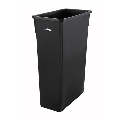 PTC-23K Winco 23 Gallon Black Rectangle Slim Trash Can