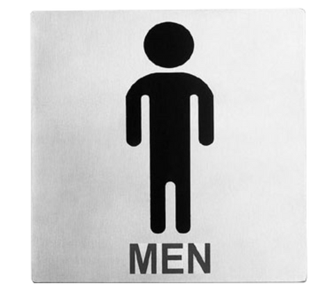 B10 Tablecraft 5" x 5" Stainless Steel Men Restroom Symbol Sign