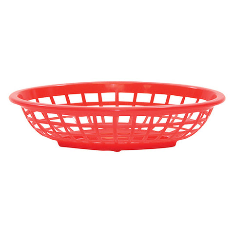 1071R Tablecraft 8" x 5-3/8" x 2" Red Oval Side Order Basket