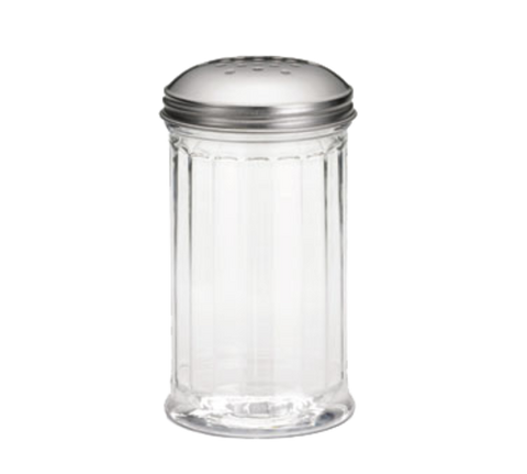 P800 Tablecraft 12 Oz. Plastic Fluted Shaker w/ Perforated Stainless Steel Top