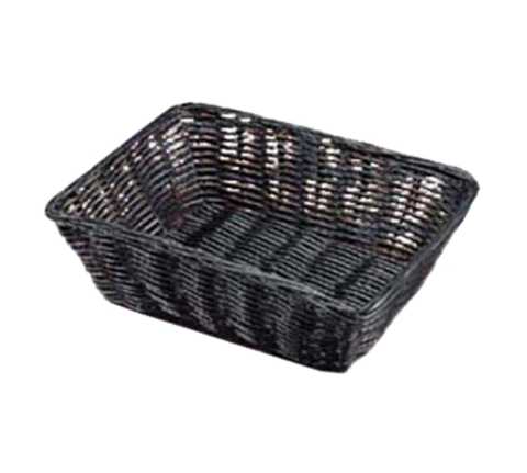 2472 Tablecraft 9" x 6" x 2-1/2" Black Rectangular Ratten Basket
