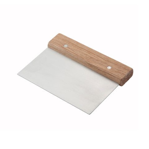 DSC-3 Winco 6" x 3" Stainless Steel Dough Scraper w/ Wood Handle