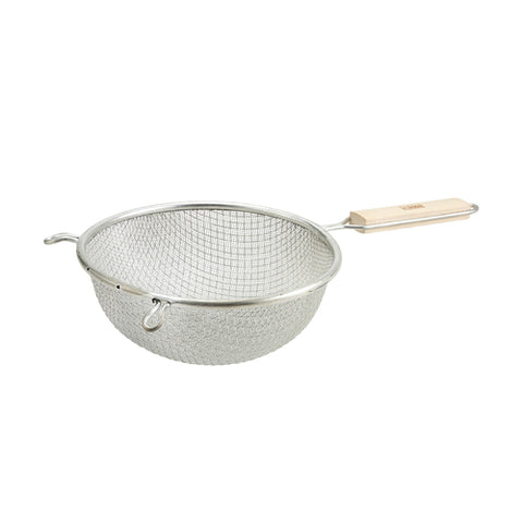 MST-8D Winco 8" Double Mesh Strainer w/ Wood Handle