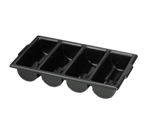1524B Tablecraft 4-Compartment Black Cutlery Bin
