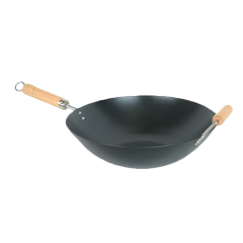 TF001 Thunder Group 12" Non-Stick Carbon Steel Wok With Wood Handle