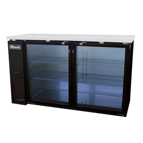 C-BB60G-HC Migali 60" 2-Section Glass Door Back Bar Refrigerator