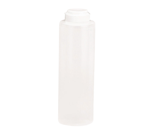 2112C-1 Tablecraft 12 Oz. Clear Hinge Top Squeeze Bottle w/ 38mm Opening