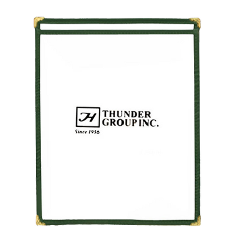 PLMENU-1GR Thunder Group 8-1/2" x 11" Green 1 Pocket Menu Cover