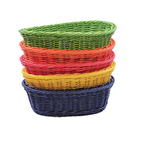 HM1174A Tablecraft 9-1/4" x 6-1/4" x 3-1/4" Assorted Color Oval Rattan Baskets