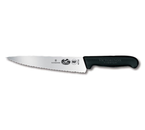5.2033.19-X1  Victorinox 7-1/2" Wavy Edge Chef Knife w/ Black Fibrox Handle