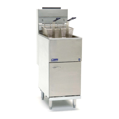 40D NAT Pitco 40-45 lb. Stainless Steel Floor Fryer - NAT