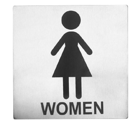 B11 Tablecraft 5" x 5" Stainless Steel Women Restroom Symbol Sign