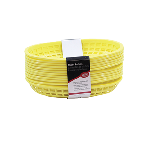 C1074Y Tablecraft 9-3/8" x 6" x 1-7/8" Yellow Plastic Oval Basket