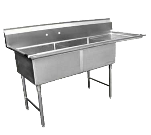 SE18182R GSW 57-1/4" x 24" 2-Compartment Sink w/ 18" Right Drainboard & 11-1/2" Backsplash