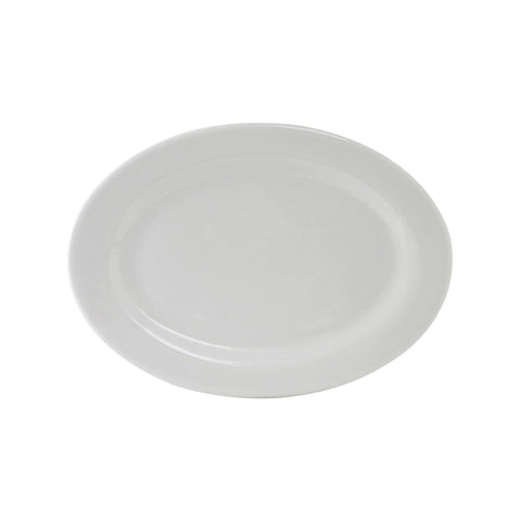 ALH-116 Tuxton 11-3/4" x 8-1/2" White Wide Rim Rolled Edge Oval China Platter