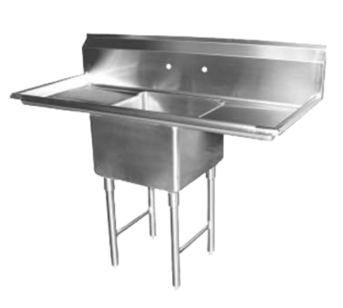 SE18181D GSW 54-1/8" x 24" 1-Compartment Sink w/ 18" Drainboards & 11-1/2" Backsplash