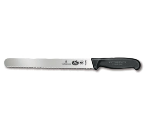 5.4233.25-X3  Victorinox 10" Wavy Edge Slicer Knife w/ Black Fibrox Handle