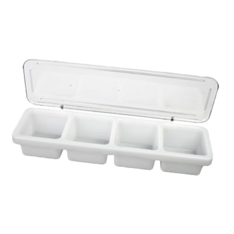 PLBC004P Thunder Group White 4-Compartment Bar Caddy With Cover