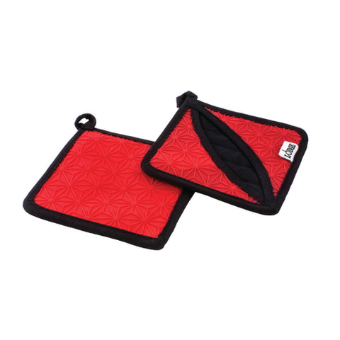 ASFPH41 Lodge 6-1/2" x 6-1/2" Red Silicone Pot Holder/Trivet