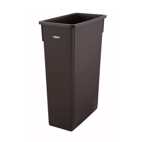 PTC-23B Winco 23 Gallon Brown Rectangle Slim Trash Can